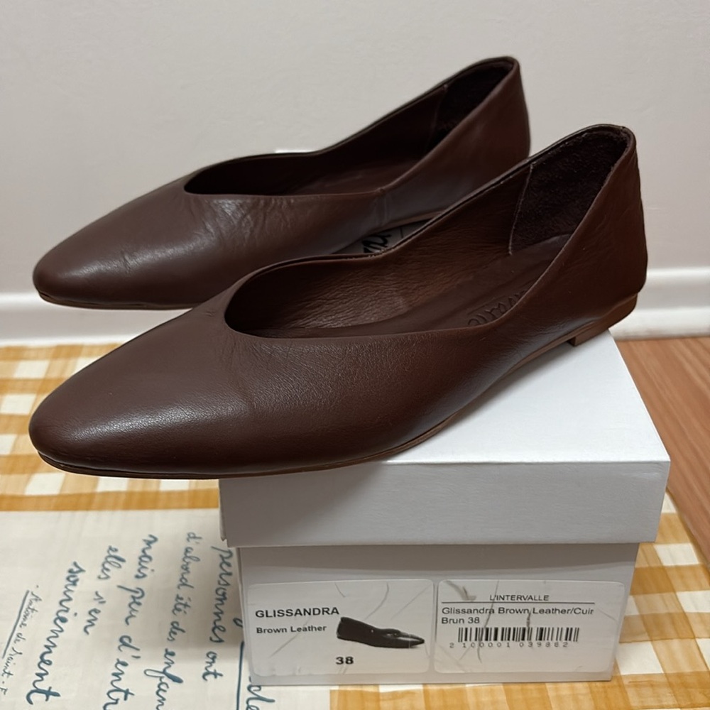 L'INTERVALLE New 38 Brown Flats with Pointed Toe
